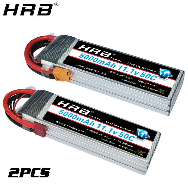 2 шт. HRB 5000 мАч 3S 11 1 В Lipo батарея 50C T Deans XT60 EC5 XT90 S AS150 XT150 RC FPV самолеты дроны гоночные
