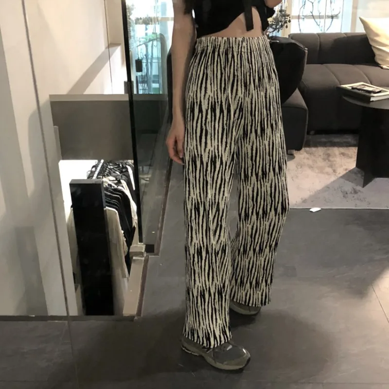 

Tie-Dyed Wide-Leg Pants Women's Korean-Style High Waist Slimming Loose All-Match Draping Retro Hong Kong Style Design Sense