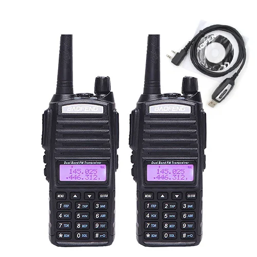 Black-2pcs-USB 2 шт./лот BaoFeng UV-82 рация 136-174 МГц и 400-520 МГц двухстороннее радио UV82 FM приемопередатчик - Цвет: Black-2pcs-USB
