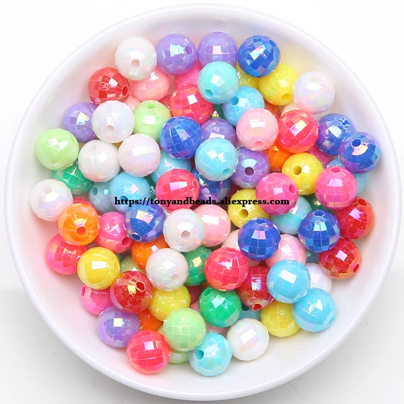 AB разноцветные граненые круглые акриловые бусины разделители шармы 6 8 10 12 мм