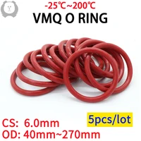 5pcs red vmq silicone ring gasket cs 6mm od 40 270mm silicon o ring gasket food grade rubber o ring vmq assortment hvac tools