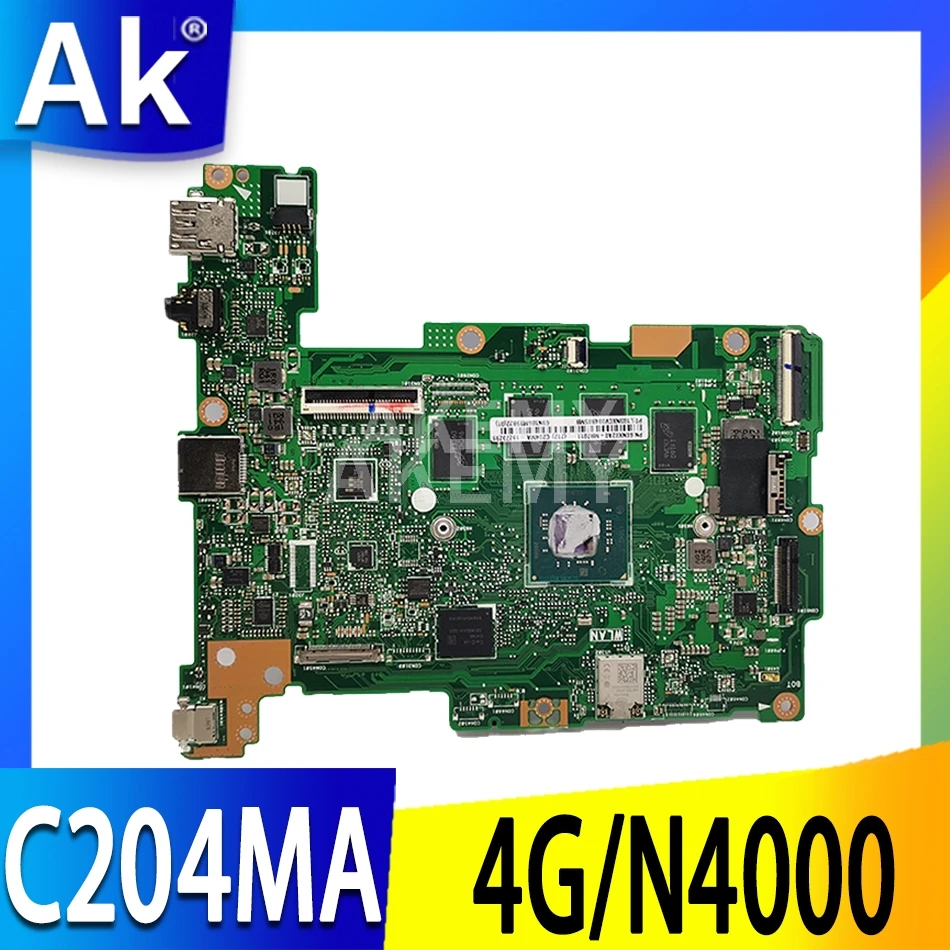 

90NX02A0-R02001 C204MA 4G/N4000 32G-SSD Laptop motherboard For ASUS C204MA C204M C204 Mainboard REV2.1 motherboard