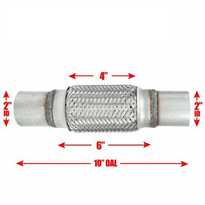Выхлопная гибкая труба из нержавеющей стали с двойной оплеткой 2X6 дюймов концами