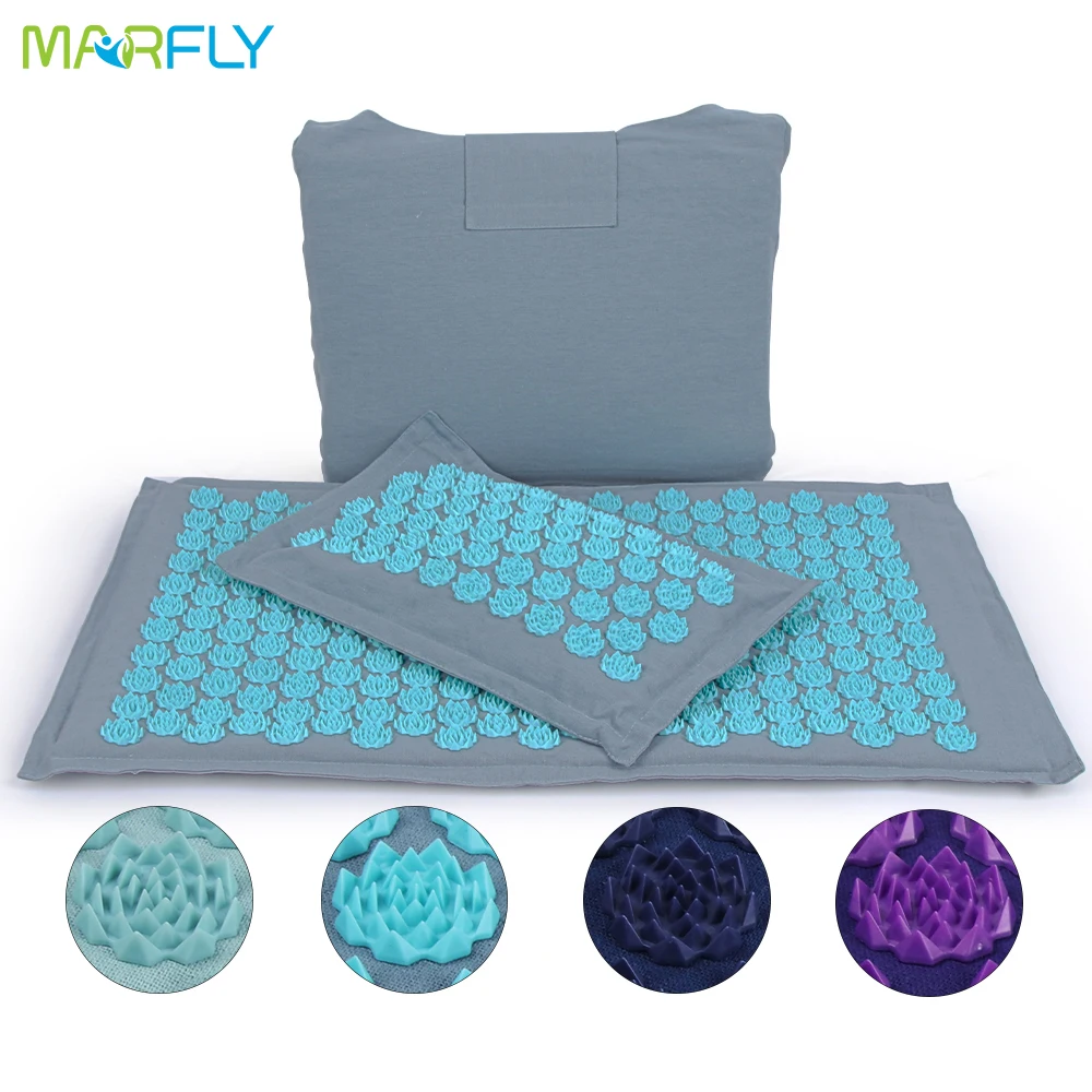 

Lotus Spike Acupressure Mat Nature Linen Coconut palm Massager Cushion Kuznetsov applicator Yoga Mat eco Pranamat Massage Pillow