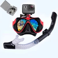 snorkeling mask snorkel tube set diving mask anti fog swimming diving goggles snorkel tube for gopro underwater sports camera