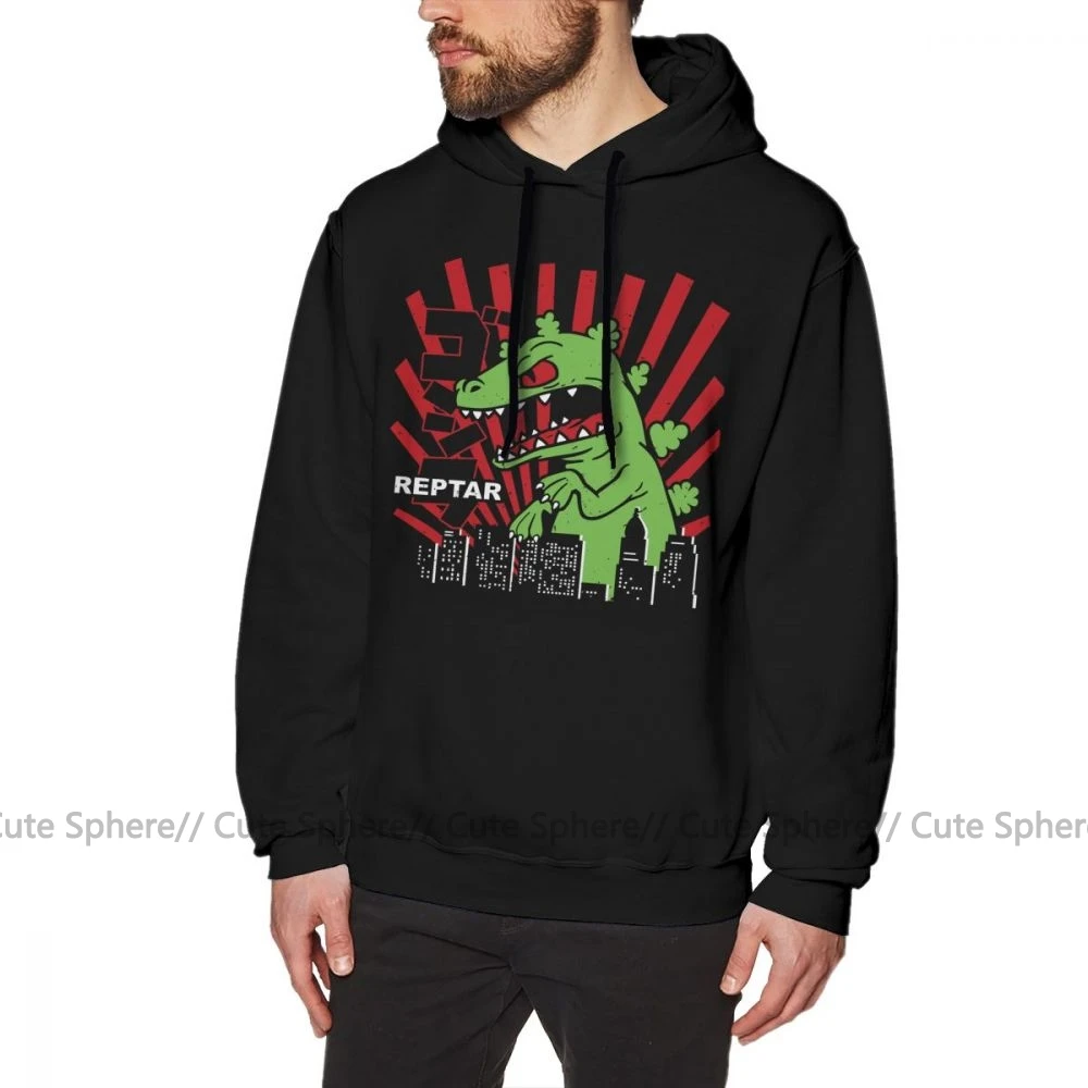 Rugrats худи Green Reptar Rugrats толстовки Красный Длинный пуловер худи мужские повседневные хлопковые уличные теплые толстовки - Цвет: Black