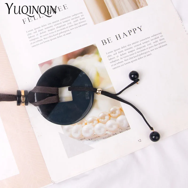 Модные Длинные ожерелья из смолы для женщин Очаровательные Круглые Большие