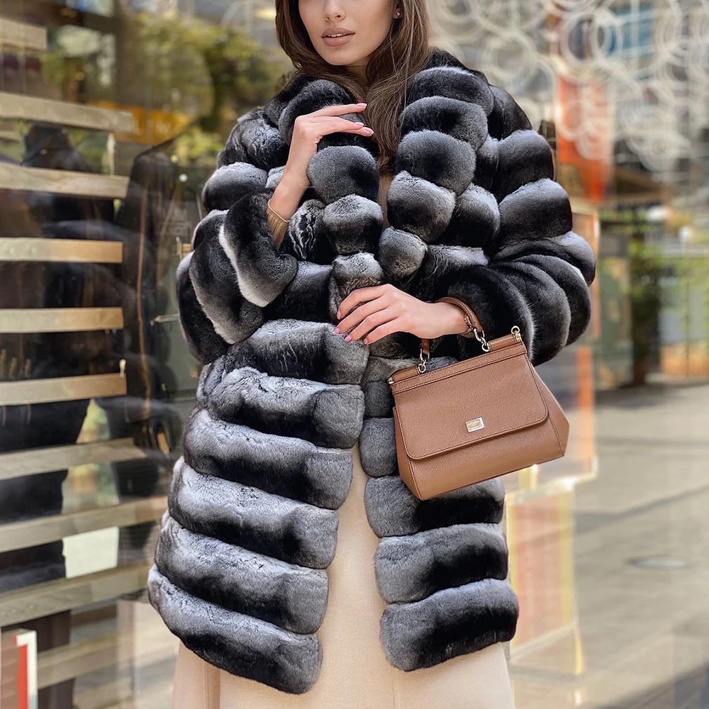 2021 натуральные меховые пальто из кролика Рекс женское длинное меховое