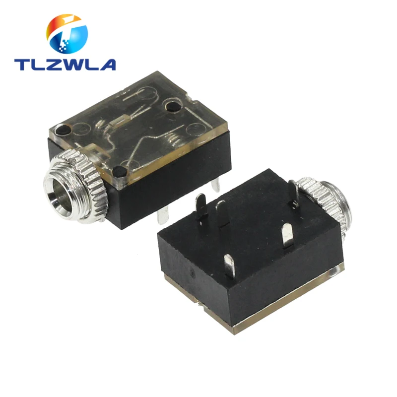 

500pcs 5Pin 3.5mm Stereo Audio Jack Socket PCB Panel Mount for Headphone With Nut PJ-324M