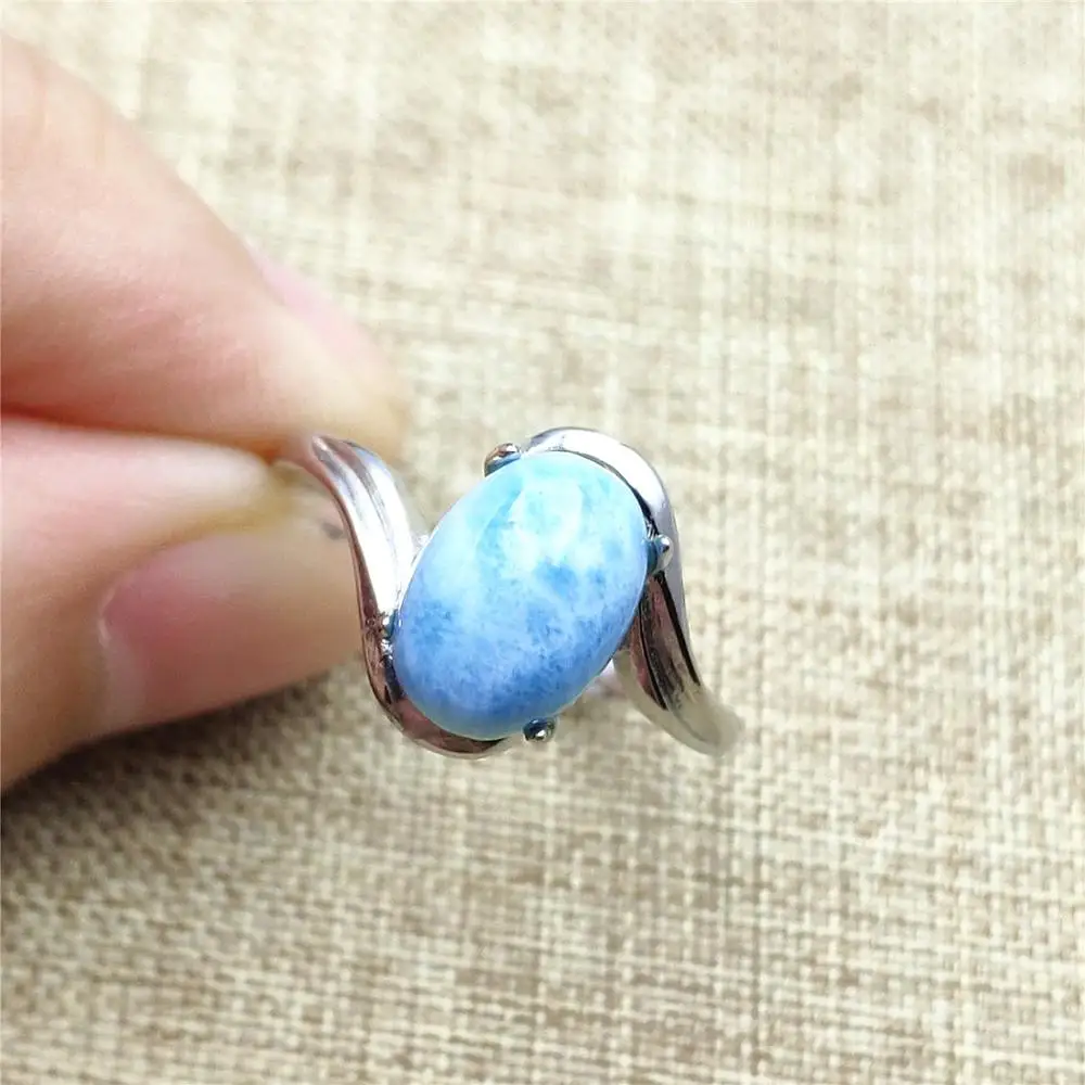 Лучшее натуральное голубое кольцо с ларимаром из стерлингового серебра 925 пробы