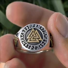 Мужское и женское кольцо Valknut, Винтажное кольцо из нержавеющей стали с руной скандинавский Викинг, символ Одина, ювелирные украшения в стиле ретро, норвежский амулет