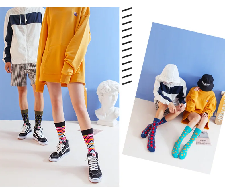 Скейтборд Chaussette Homme, Модные цветные женские носки с язычком, в европейском и американском стиле, в стиле хип-хоп, забавные носки Meias, Size36-42