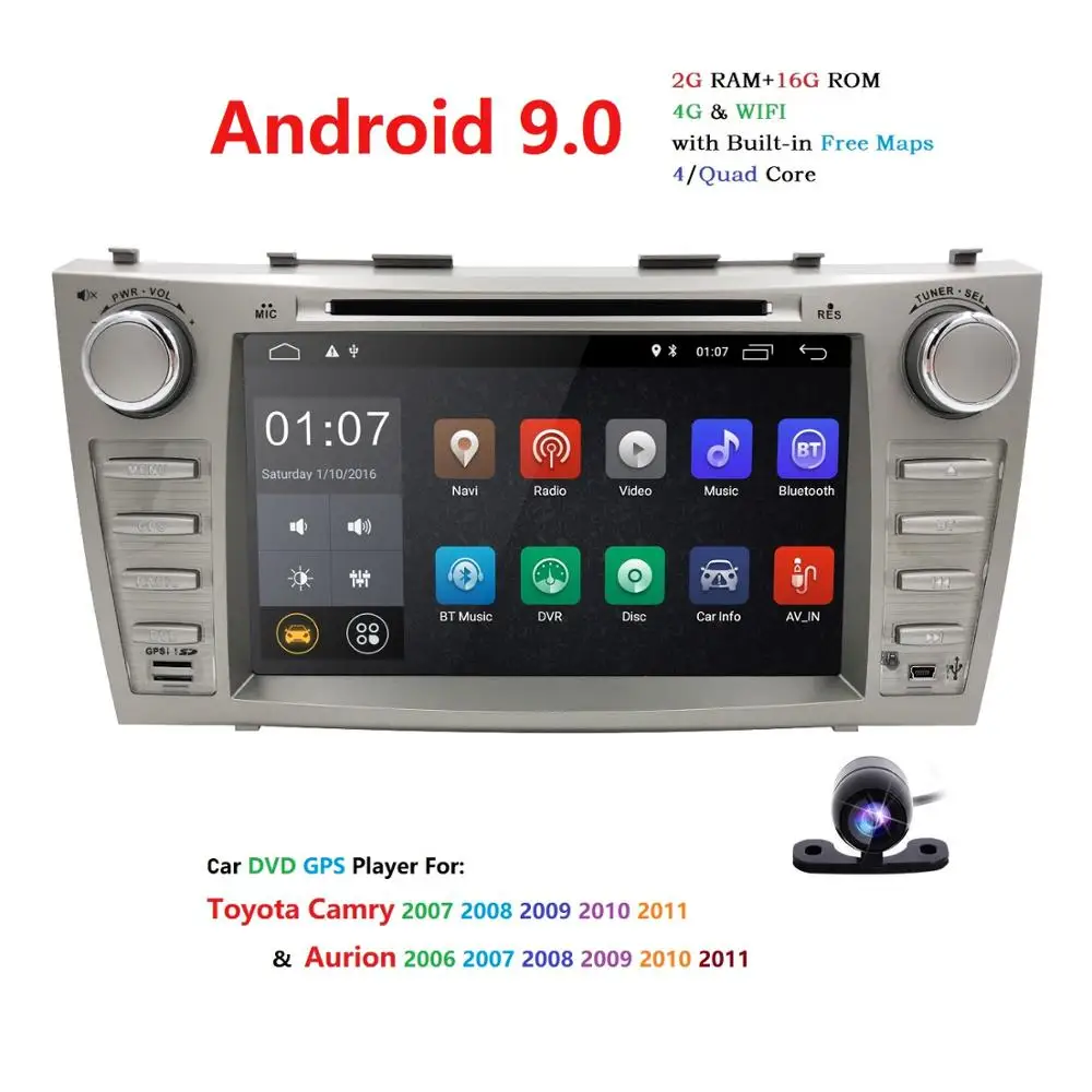 8 &quot2din android 9 0 сенсорный экран 1080P Автомобильный стерео плеер GPS для TOYOTA Camry 2007-2011