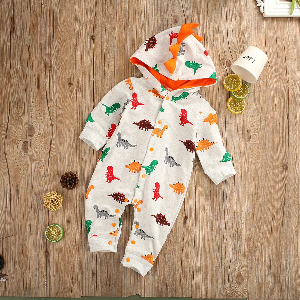 

Dinosaur Patterns Cute Newborn Baby Boy Doodle Hooded Romper Jumpsuit Cotton Baby Girl Clothes