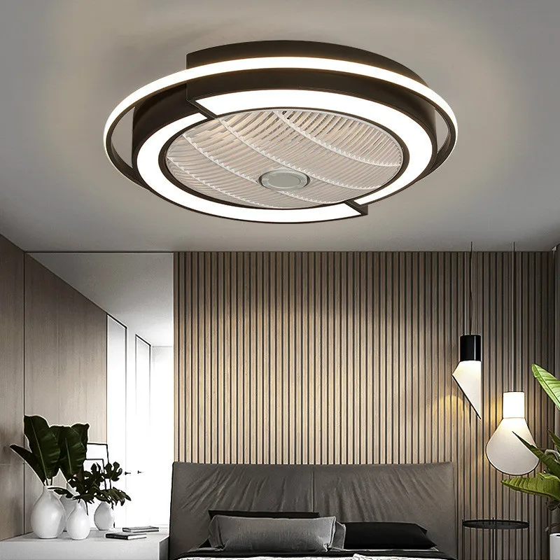 

IKVVT Modern Ceiling Fan with LED Black/White Dimming D53/58cm Fan Lamp for Bedroom Living Room Abanico Para Techo 110v /220v