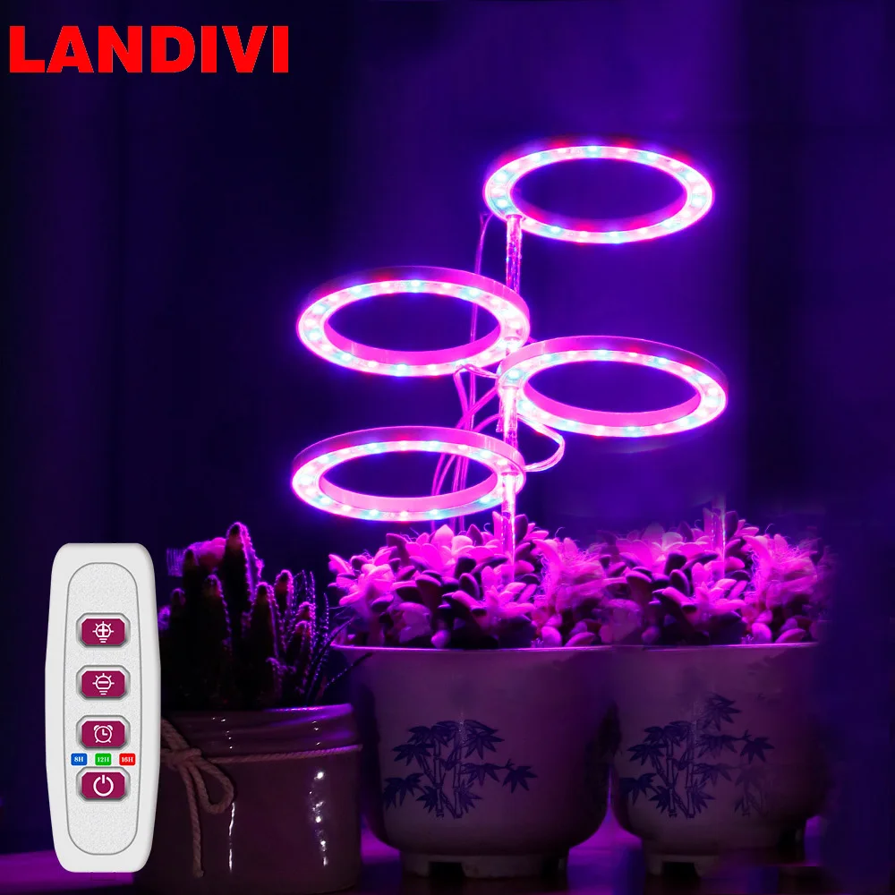

Светодиодный светильник LANDIVI для выращивания растений, лампа полного спектра с умным таймером и регулировкой яркости для помещений, офиса, ...