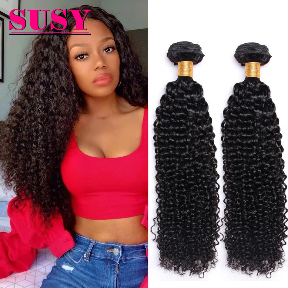 

Susy Brazilian Kinky Curly Human Hair Weave Bundles Double Weft 3 Bundles Human Hair Bundle De Cheveux Humains Short Curly