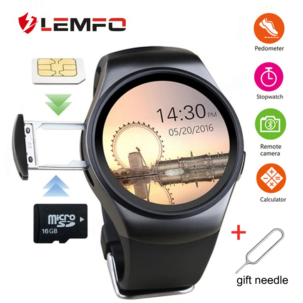 LEMFO KW18 Bluetooth Смарт-часы для мужчин и женщин с поддержкой шагомера и пульсометра SIM LET 3g TF Карта BT 4,0 Смарт-часы Android IOS