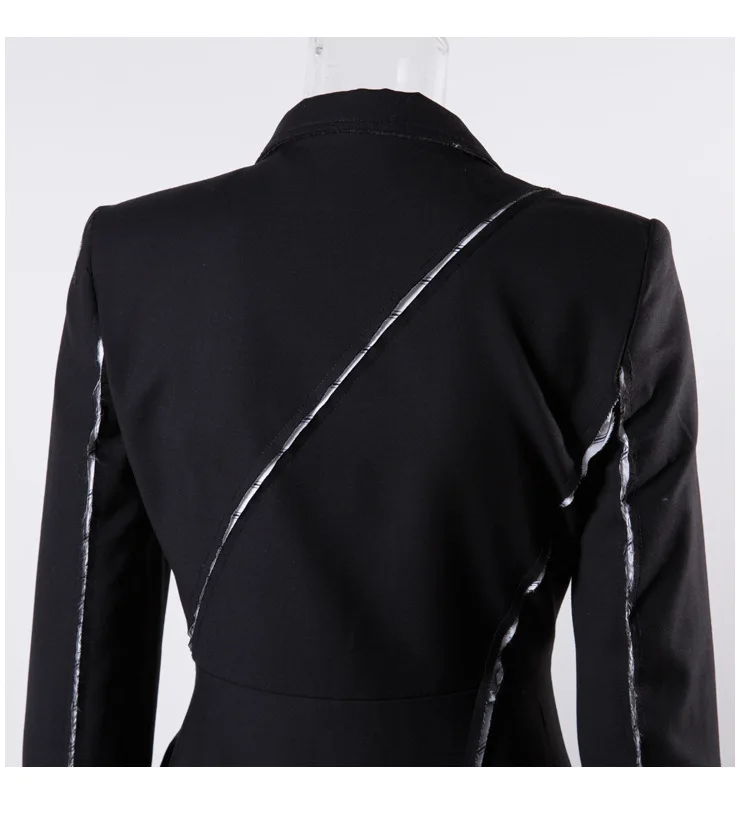 

[EAM] 2021 New Spring Autumn Lapel Long Sleeve Black Striped Irregular Button Split Joint Loose Jacket Women Coat Fashion JQ681