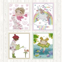 rainbow unicorn patterns counted cross stitch kits for embroidery 14ct printed fabric 11ct little angel of love needlework kits