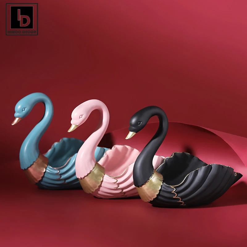 

Nordic Swan Tray Figurines Resin Desktop Animal Candy Box Jewellery Holder Dressing Table Ornaments Home Decor Living Room