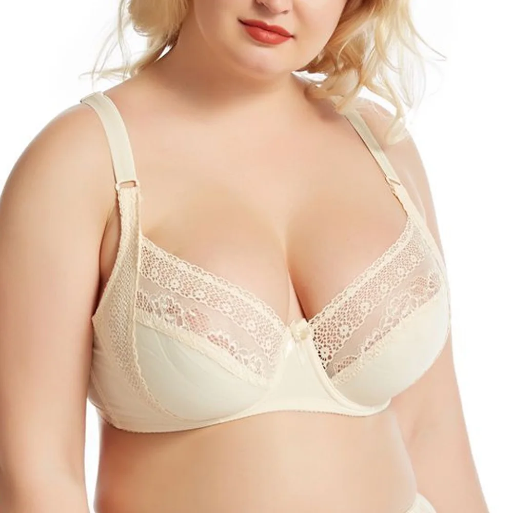 

Breast Cover Brassiere Thin Underwear Plus Size Lace Women's Bra Sexy Lingerie for Ladies Adjusted-straps 3/4 Cup C D DD E Cup