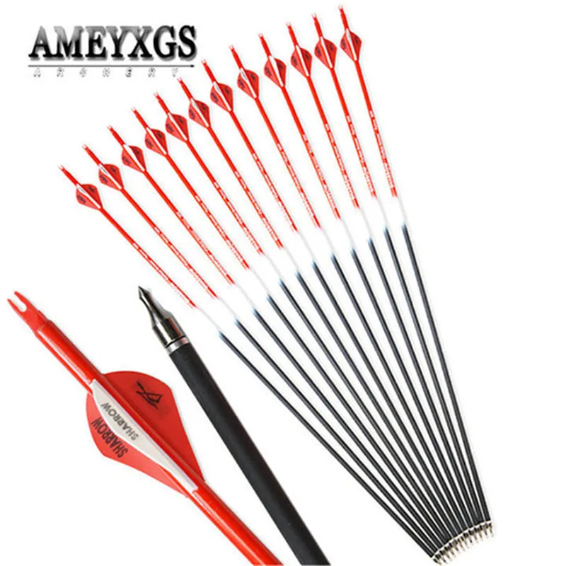 20pcs High Quality 31.5inch Mix Carbon Arrow Spine500 Fit 30-60lbs Bow Shooting Practice Outdoor Hunting Archery Accessories