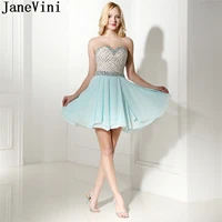 janevini elegant beaded homecoming dresses short luxury crystal sequins junior party wear vestido curto chiffon a line prom gown