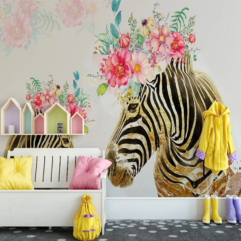 

Floral Wallpaper Painted 3d Golden Zebra Wall Mural Nordic Hd Wallpapers
