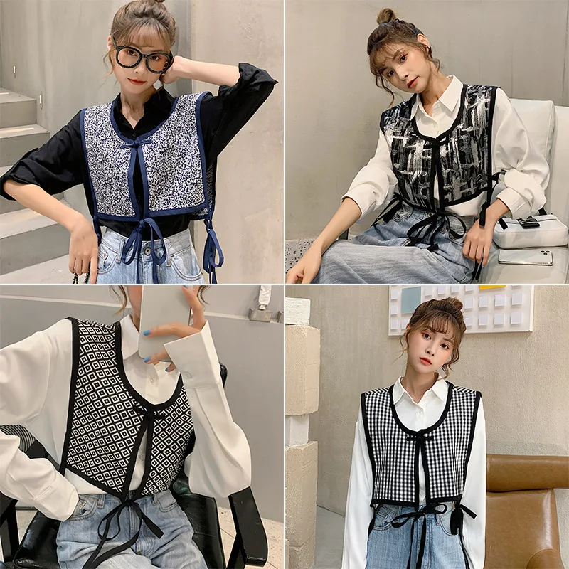 Linbaiway цветочный принт искусственная шаль большой лацкан рубашка съемные