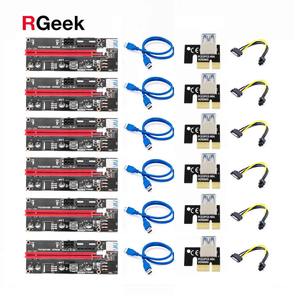 6 шт. новейшая Райзер-карта Ver009 Usb 3.0 PCI-E Ver 009S Экспресс 1X 4X 8X 16X Райзер-адаптер Sata