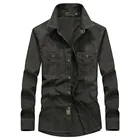 Мужская хлопковая рубашка с длинным рукавом, дышащая