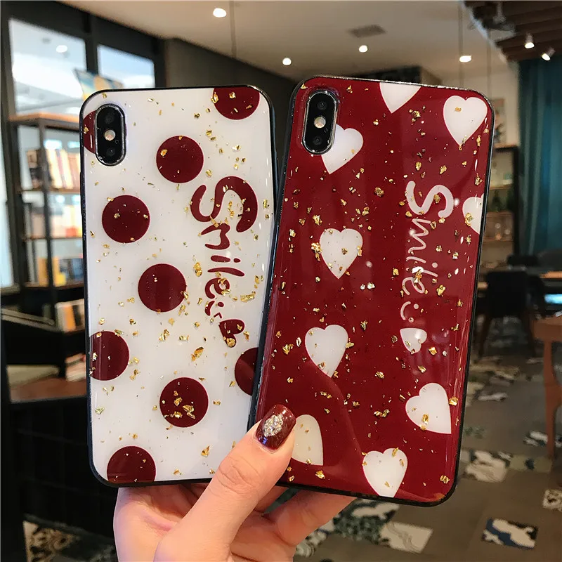 Чехол для Samsung Galaxy Note 9 блестящий чехол из золотой фольги в форме сердца телефона