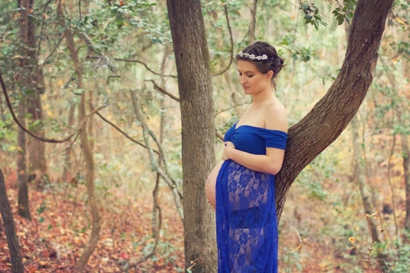 Sexy Maternity Dress For Photo Shoot Lace Fancy Pregnancy Photography Props Split Front Pregnant Women Maxi Gown | Мать и ребенок