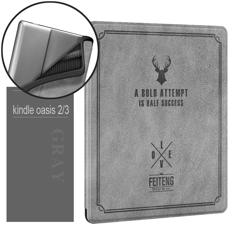 Ультратонкий Мягкий Магнитный чехол для " Kindle Oasis 2/3(& Release) eReader для Kindle Oasis / Auto Sleep/Wake - Цвет: Carbon ash