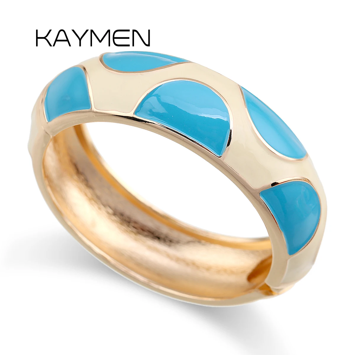 KAYMEN Fashion Round Colorful Enamel Statement Bangle Cuff Bracelet Women's Loved Color Bangle Bracelet for Party Wdding