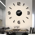 Настенные часы для дома, 3D акриловые зеркальные наклейки, самоклеющиеся, для украшения дома, гостиной, кварцевые часы