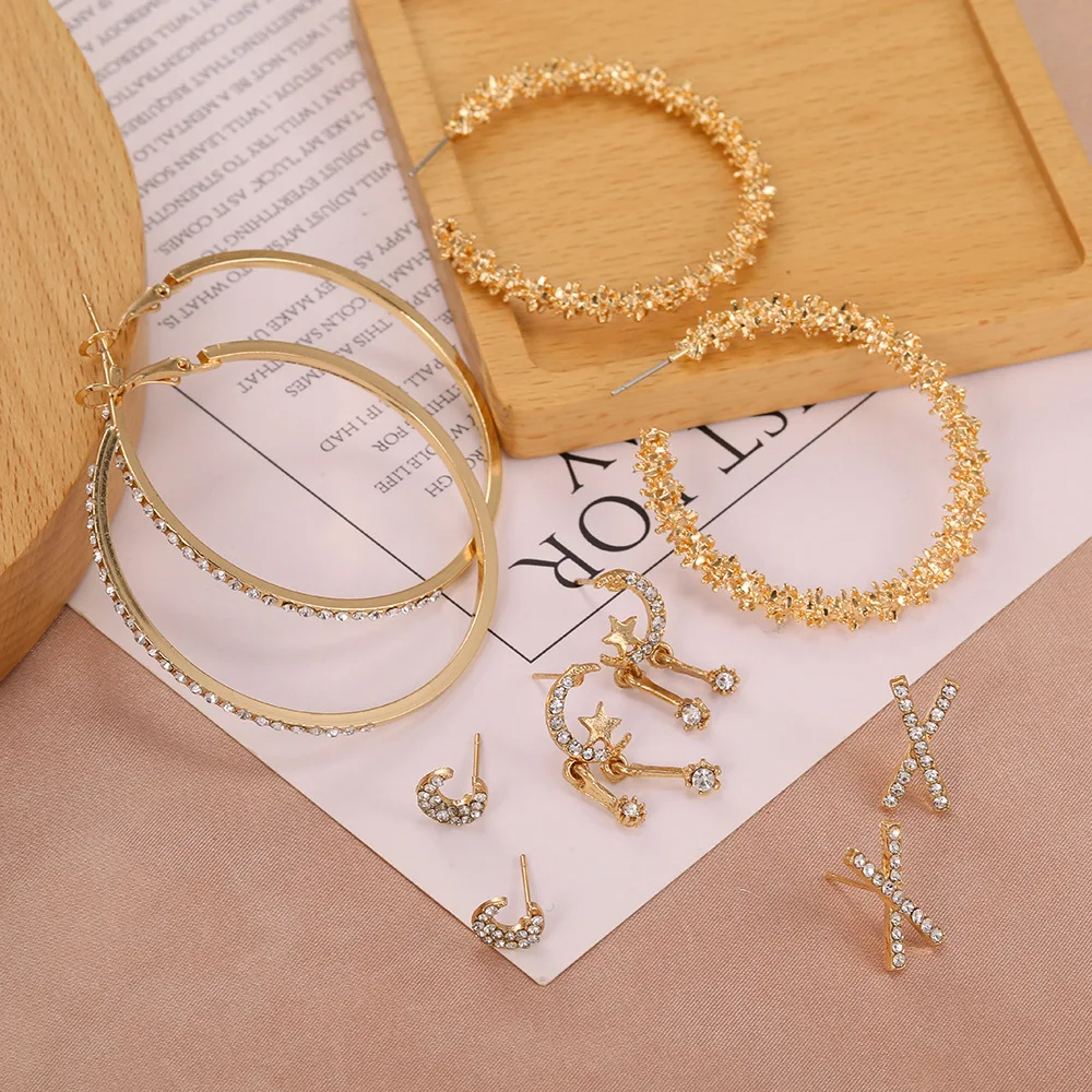 

New Design Earrings Charm Feast Exaggerated Geometric Round Shiny Circle Frosted Crystal Big Earrings Fashion Jewelry Women's