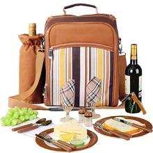 Outdoor Portable camping picnic bag with cutlery refrigerator bag cubiertos picnic set for 2 travel backpack cooler ice bags