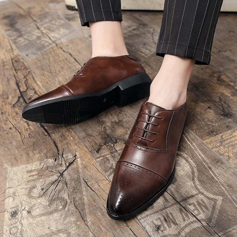 

Party Flat Gentleman Wear-resistant Shoes Men Driving Formal For Brand Office Business Men's Fashion Casual Leather