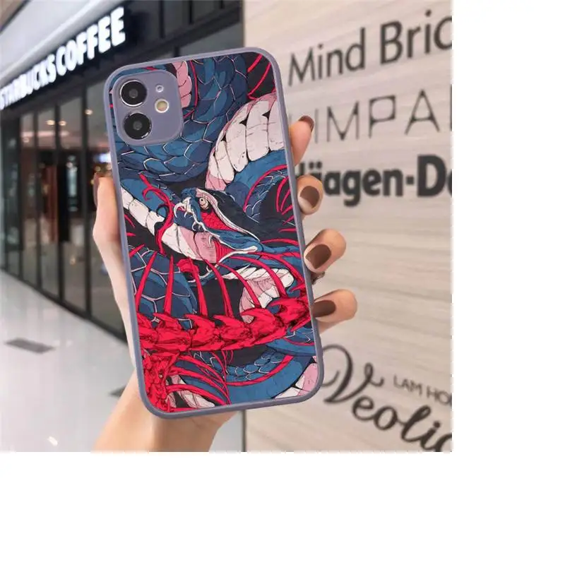 

Japanese Style Art Japan paint Phone Case Matte Transparent for iPhone 7 8 11 12 s mini pro X XS XR MAX Plus cover funda