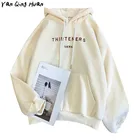 Женская зимняя толстовка с капюшоном, с длинными рукавами и надписью, в стиле Харадзюку, Модный пуловер с карманами для женщин