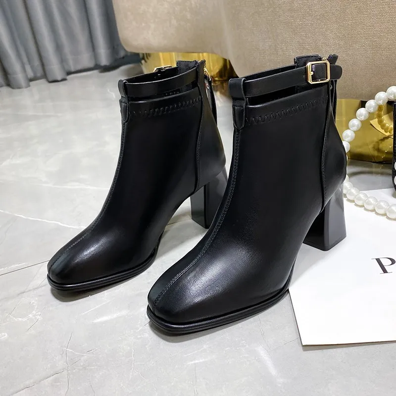 Women's ankle boots 2022 fashion boots women autumn and winter pointed high heels zipper women shoes short boots women Botas Muj