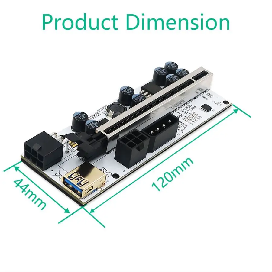Riser 010 PCI-E карта расширения VER010 PCI Express PCIE 1X до 16X Расширительная со светодиодной