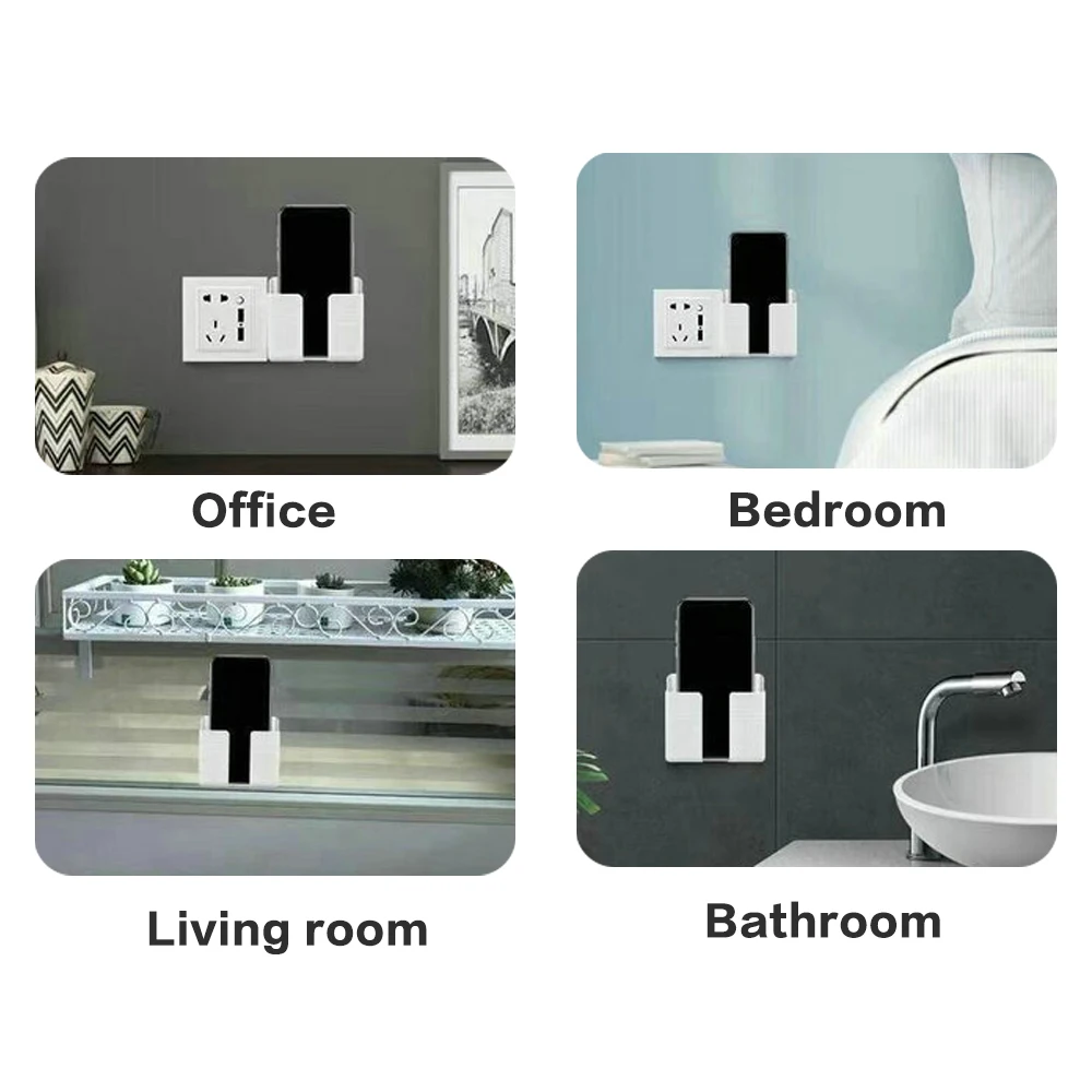 Wall Adhesive Support Remote Control Storage Box Mounted Mobile Phone Plug Holder Charging Self Stand | Дом и сад