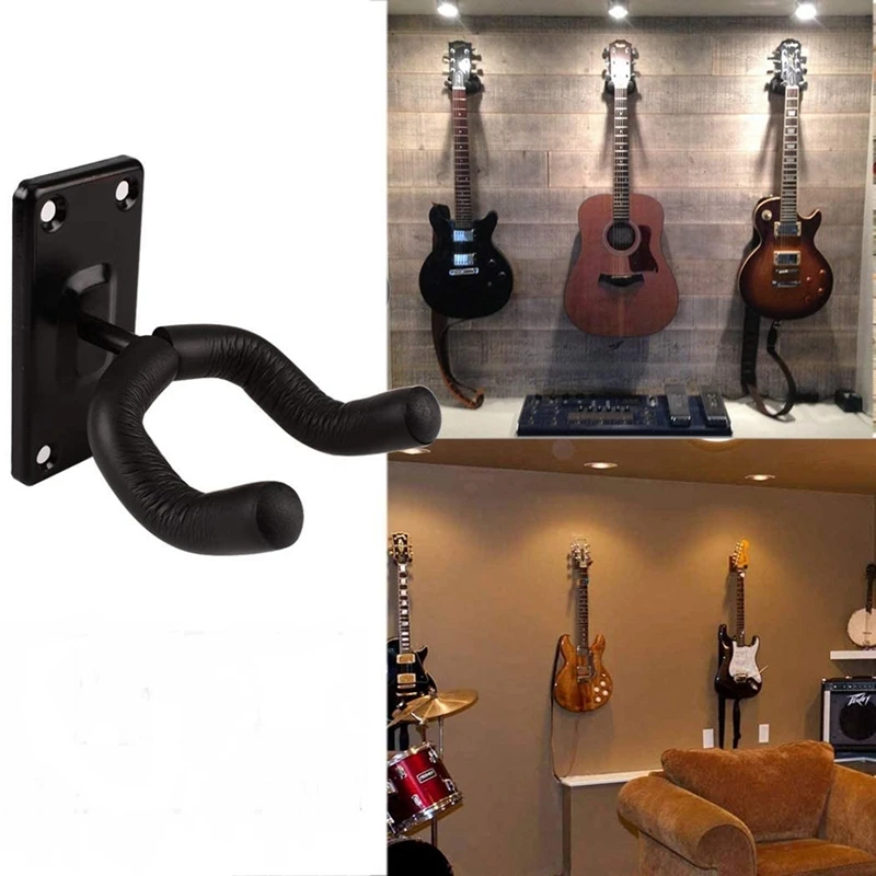 

Guitar Wall Mount 5 Pieces Guitar Mount for Wall Black Guitar Hook for Acoustic Electric Bass Guitar, Etc