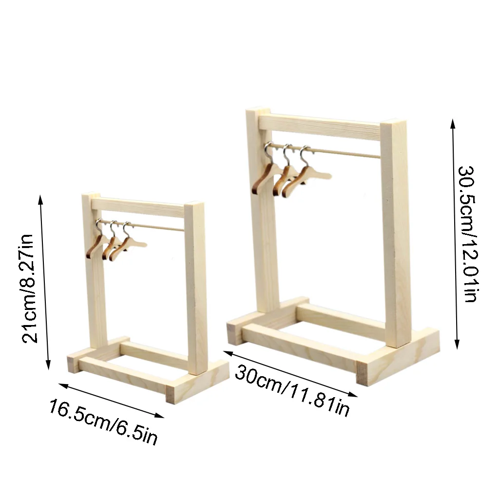 Кукольная деревянная вешалка для одежды Организатор Вешалки кукол Сумочка