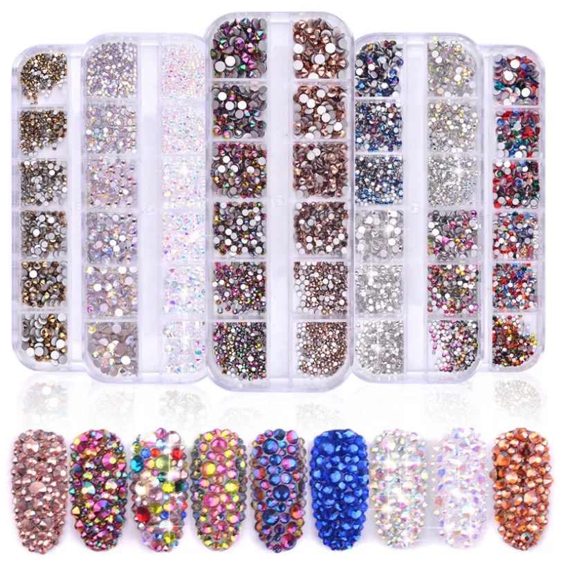 Стеклянные стразы для ногтей разных размеров 1 коробка | Красота и здоровье