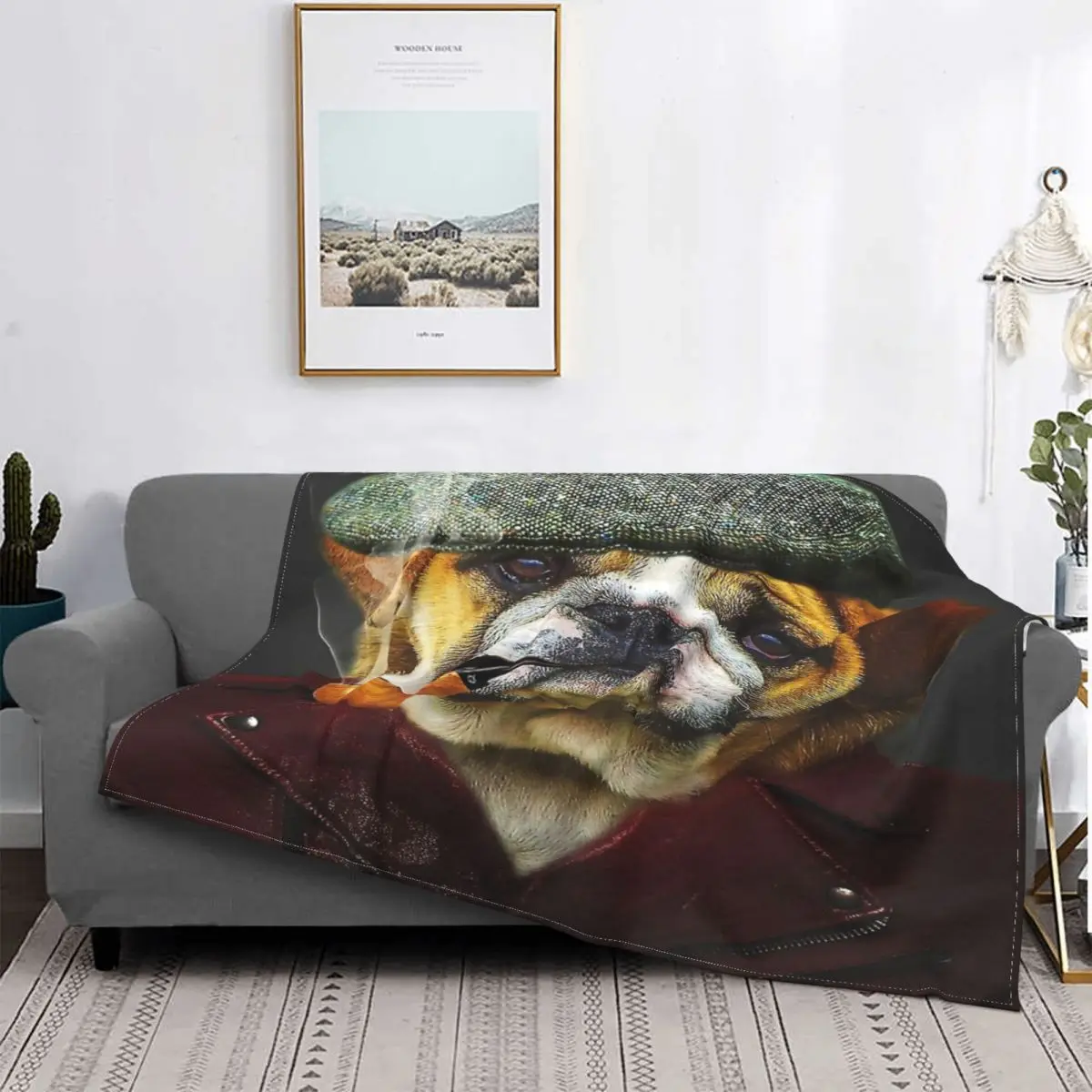 

Manta de humo de Bulldog Vintage, colcha de cama a cuadros, manta para sofa de forro polar, textil de lujo para el доме