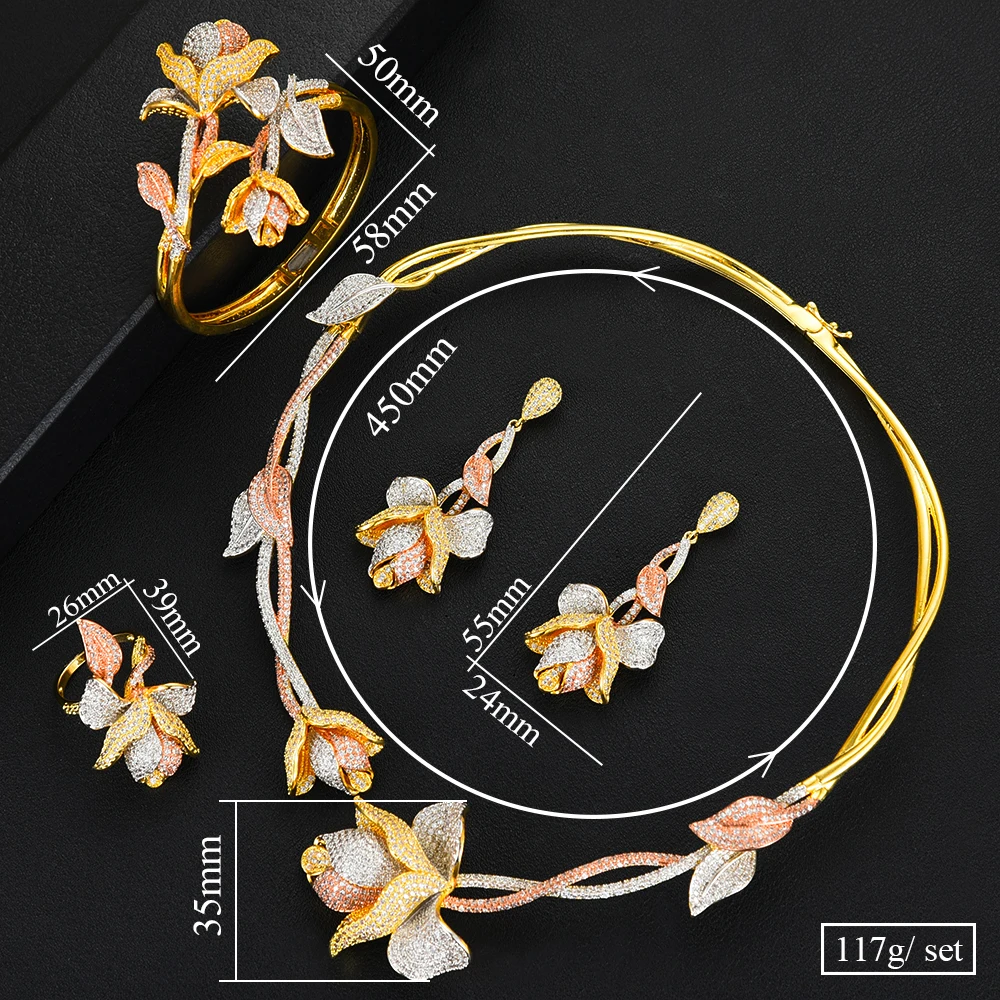 4 шт./комплект Женский комплект из колье серёг и кольца|Ювелирные наборы| |